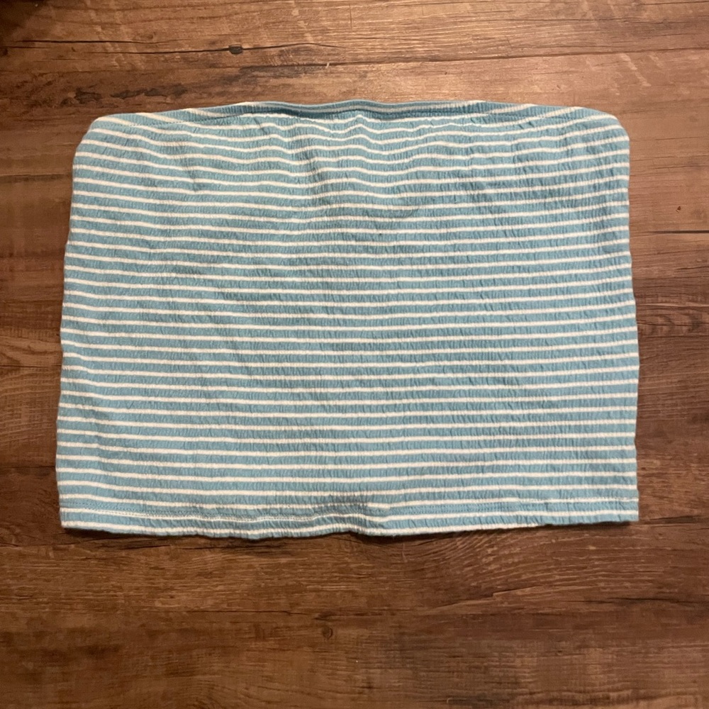Women’s Blue & White Striped Tube Crop Top from American Eagle size: M